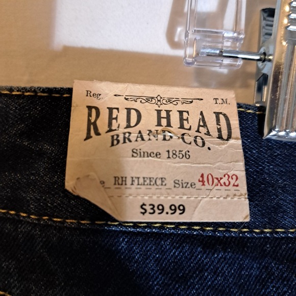 Red Head Brand Co. Fleece Lined Blue Jeans Mens Size 40x32 - NEW - Picture 5 of 15